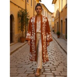 Chico's Rust and White Kimono